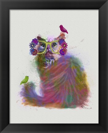 Framed Cat Rainbow Splash 9 Print