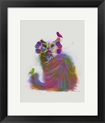 Framed Cat Rainbow Splash 9 Print