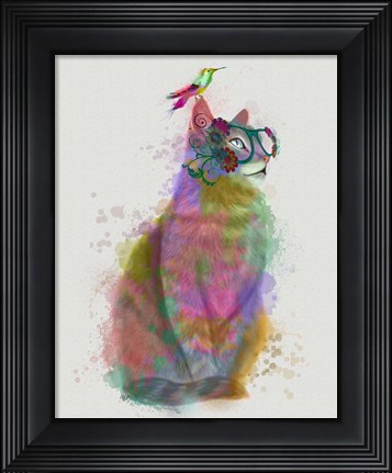 Framed Cat Rainbow Splash 11 Print