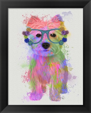 Framed West Highland Terrier Rainbow Splash Print