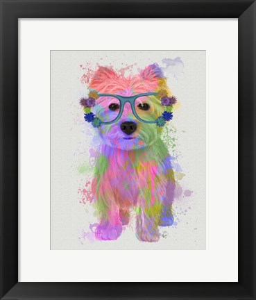 Framed West Highland Terrier Rainbow Splash Print