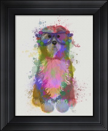 Framed Tibetan Terrier Rainbow Splash Print