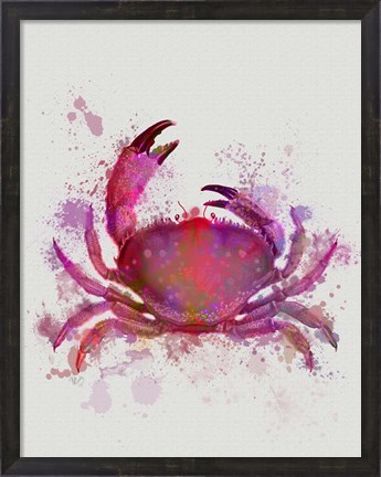 Framed Crab 1 Pink Rainbow Splash Print