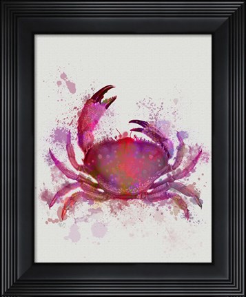 Framed Crab 1 Pink Rainbow Splash Print