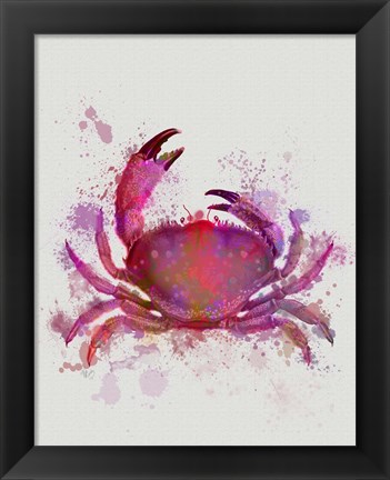 Framed Crab 1 Pink Rainbow Splash Print