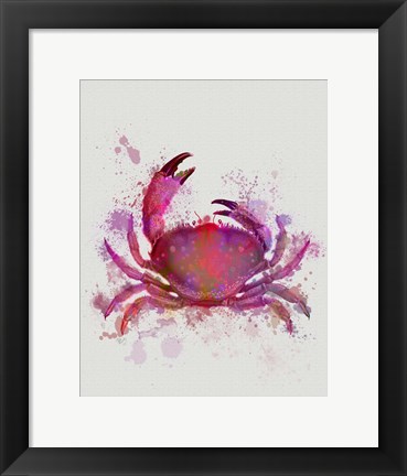 Framed Crab 1 Pink Rainbow Splash Print