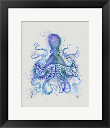 Framed Octopus Rainbow Splash Blue Print