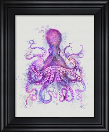 Framed Octopus Rainbow Splash Pink Print