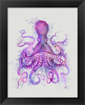 Framed Octopus Rainbow Splash Pink Print