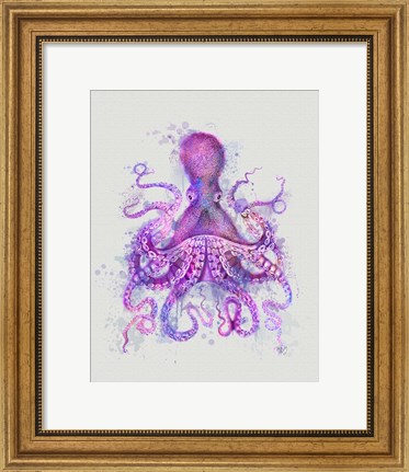 Framed Octopus Rainbow Splash Pink Print
