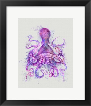 Framed Octopus Rainbow Splash Pink Print