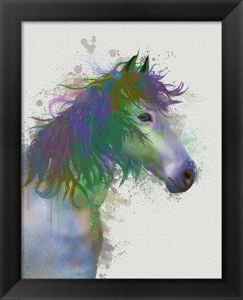 Framed Horse Portrait 1 Rainbow Splash Print