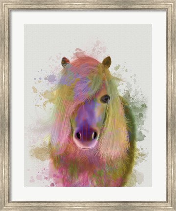 Framed Pony 1 Portrait Rainbow Splash Print
