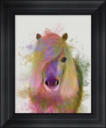 Framed Pony 1 Portrait Rainbow Splash Print