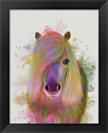 Framed Pony 1 Portrait Rainbow Splash Print