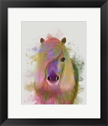 Framed Pony 1 Portrait Rainbow Splash Print