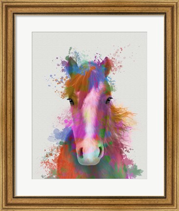 Framed Horse Portrait 2 Rainbow Splash Print