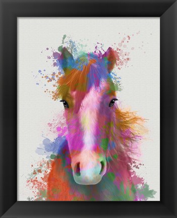 Framed Horse Portrait 2 Rainbow Splash Print