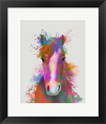 Framed Horse Portrait 2 Rainbow Splash Print