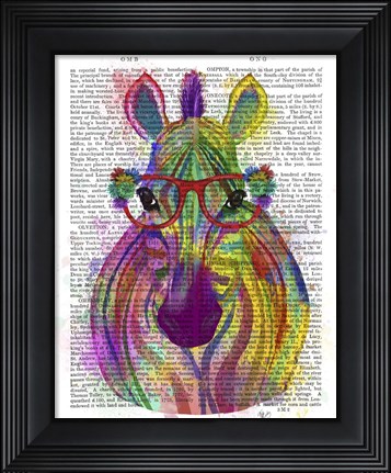 Framed Zebra Rainbow Splash 1 Print