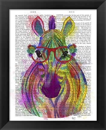 Framed Zebra Rainbow Splash 1 Print