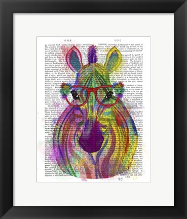 Framed Zebra Rainbow Splash 1 Print