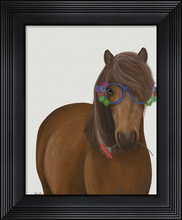 Framed Horse and Flower Glasses Print