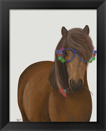 Framed Horse and Flower Glasses Print