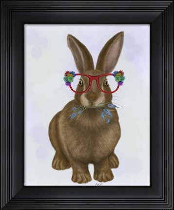 Framed Rabbit and Flower Glasses Print