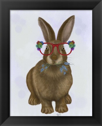 Framed Rabbit and Flower Glasses Print