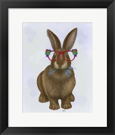 Framed Rabbit and Flower Glasses Print