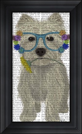 Framed West Highland Terrier Flower Glasses Print