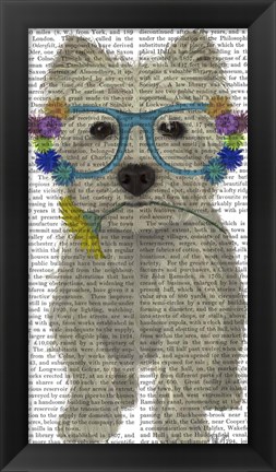 Framed West Highland Terrier Flower Glasses Print