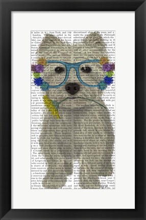 Framed West Highland Terrier Flower Glasses Print