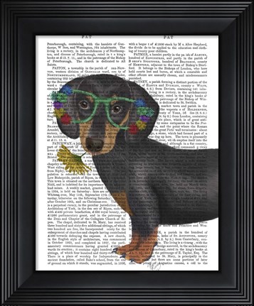 Framed Dachshund Flower Glasses Print