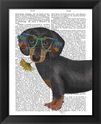 Framed Dachshund Flower Glasses Print