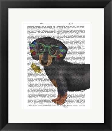 Framed Dachshund Flower Glasses Print