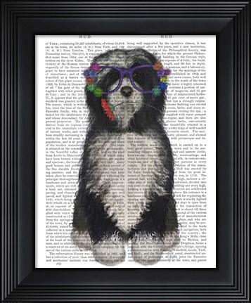 Framed Tibetan Terrier Flower Glasses Print
