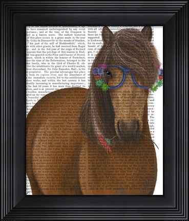 Framed Horse and Flower Glasses Print