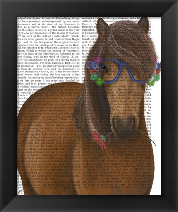 Framed Horse and Flower Glasses Print