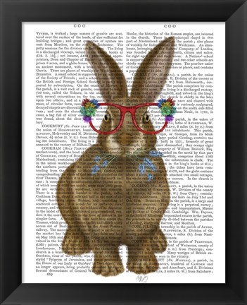 Framed Rabbit and Flower Glasses Print