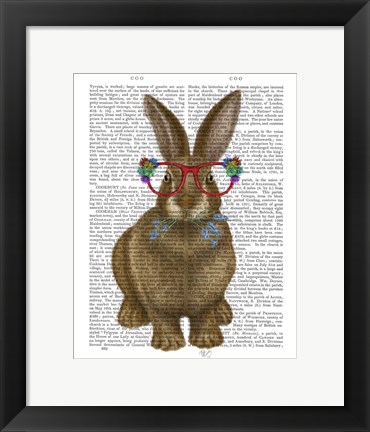 Framed Rabbit and Flower Glasses Print