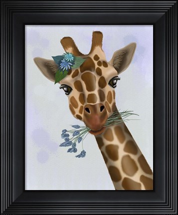 Framed Chewing Giraffe 1 Print