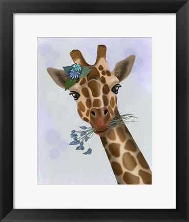 Framed Chewing Giraffe 1 Print