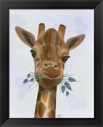 Framed Chewing Giraffe 2 Print