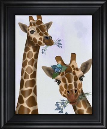 Framed Chewing Giraffe Duo Print