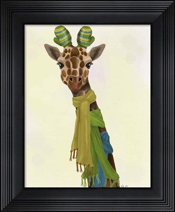 Framed Giraffe and Scarves Print