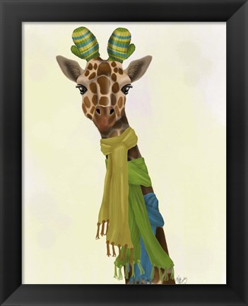 Framed Giraffe and Scarves Print