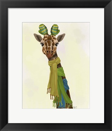 Framed Giraffe and Scarves Print