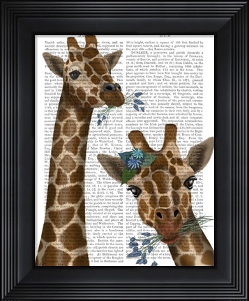 Framed Chewing Giraffe Duo Print